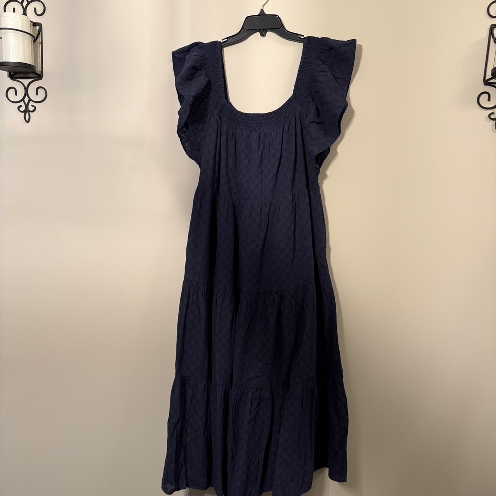 Madewell Navy Maxi Dress with Ruffle Sleeves